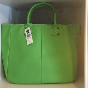 Gap pebbled leather top handle tote